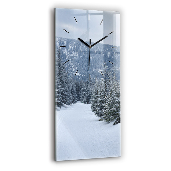 Vertical wall clock Czech Giant Mountains in winter