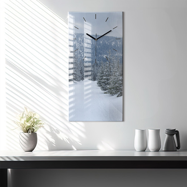 Vertical wall clock Czech Giant Mountains in winter