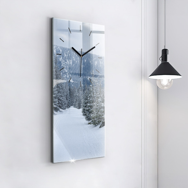 Vertical wall clock Czech Giant Mountains in winter