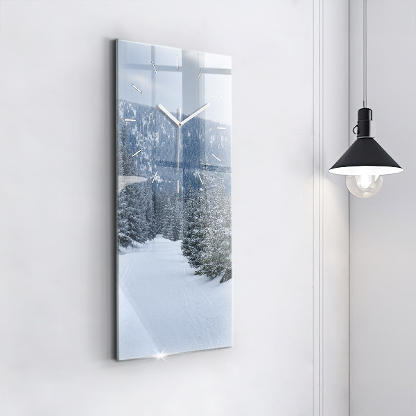 Vertical wall clock Czech Giant Mountains in winter