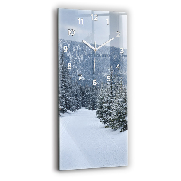 Vertical wall clock Czech Giant Mountains in winter