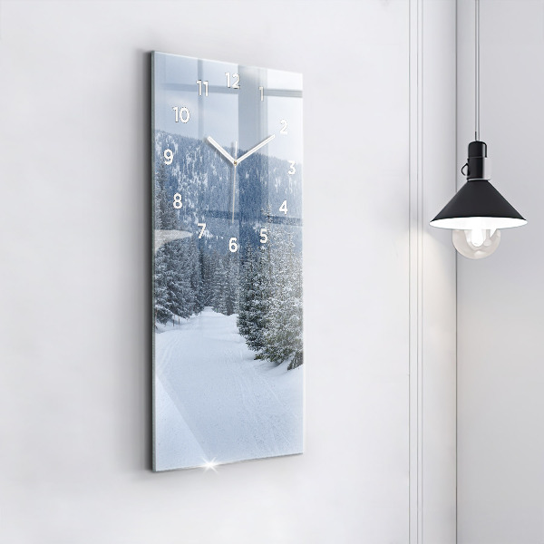 Vertical wall clock Czech Giant Mountains in winter