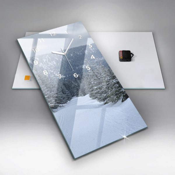 Vertical wall clock Czech Giant Mountains in winter