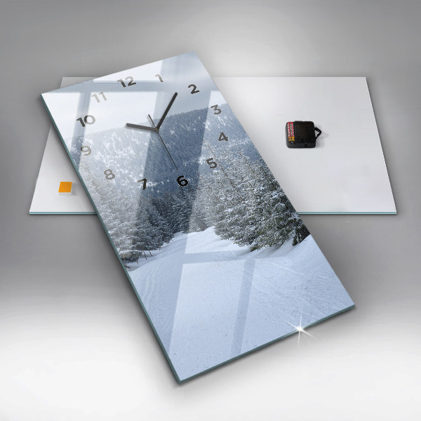 Vertical wall clock Czech Giant Mountains in winter