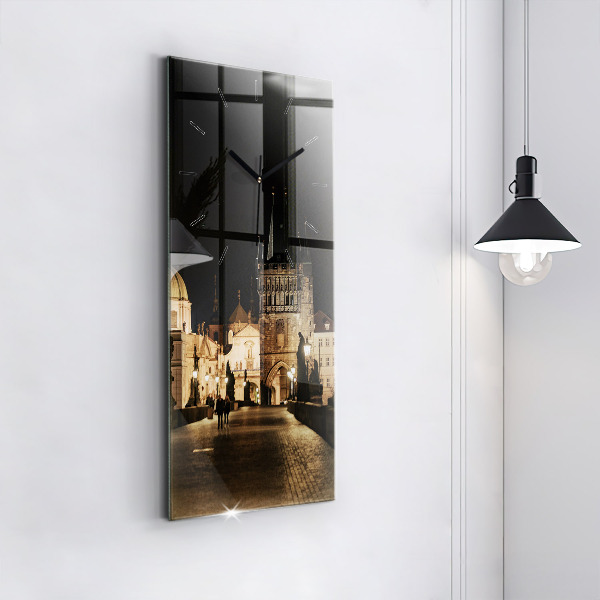 Vertical wall clock Charles Bridge in Prague