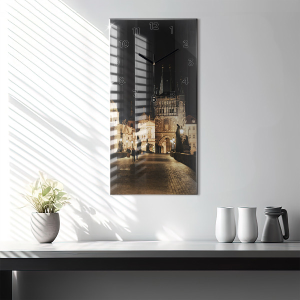 Vertical wall clock Charles Bridge in Prague