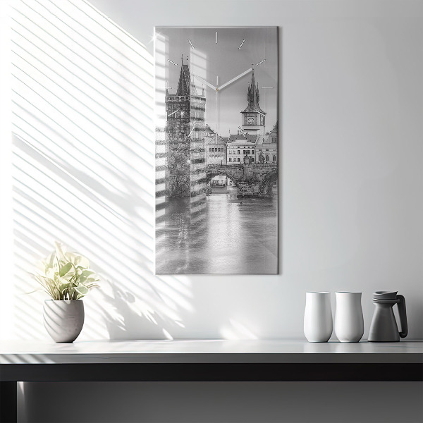 Vertical wall clock Charles Bridge in Prague