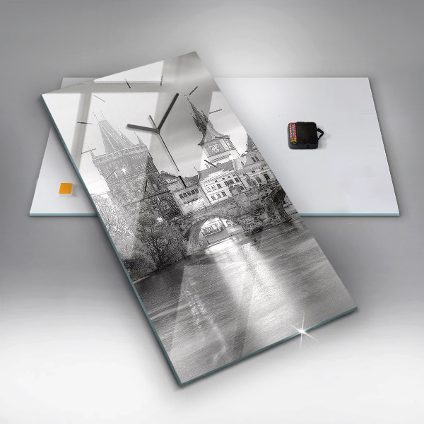 Vertical wall clock Charles Bridge in Prague