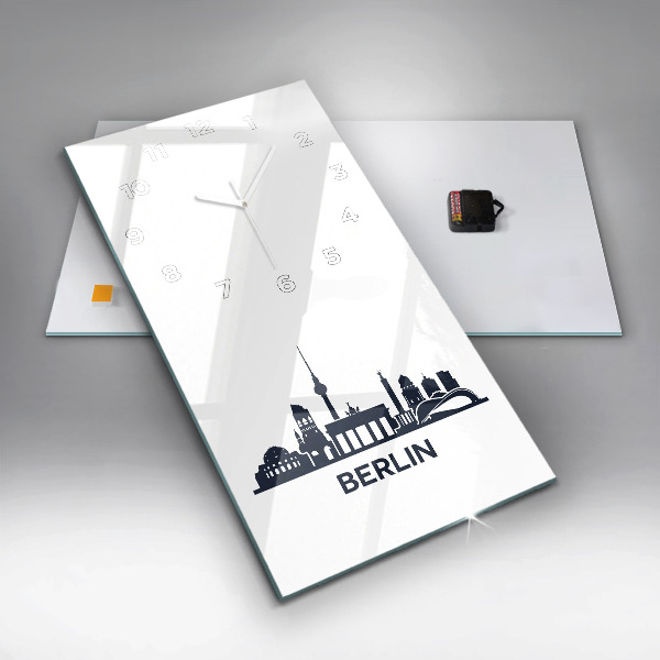 Vertical wall clock Berlin city illustration