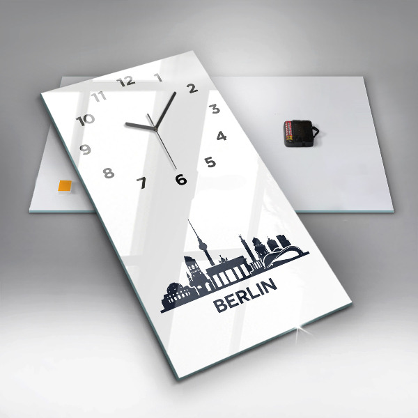 Vertical wall clock Berlin city illustration