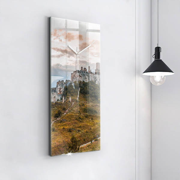 Vertical wall clock Spiš Castle in Slovakia