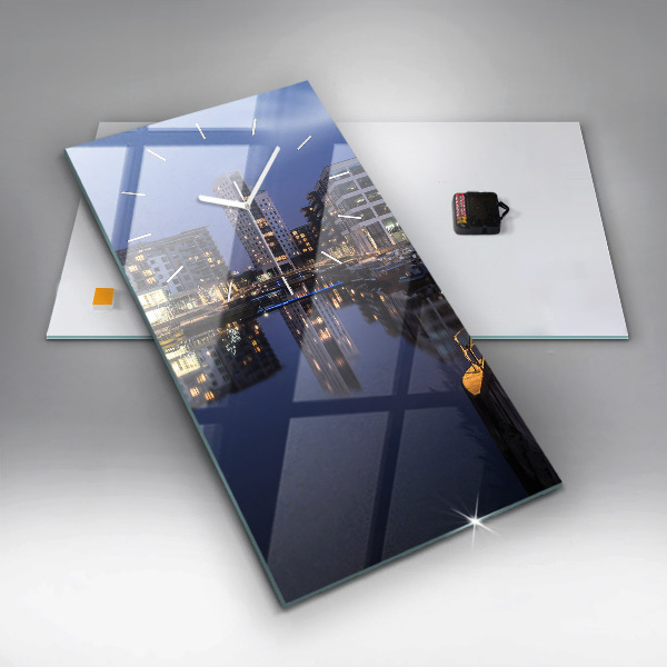 Vertical wall clock The city lit up at night