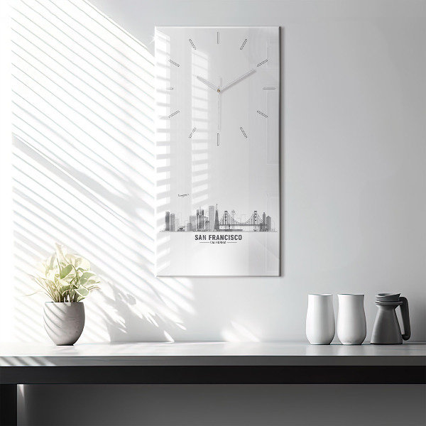 Vertical wall clock San Francisco Skyline