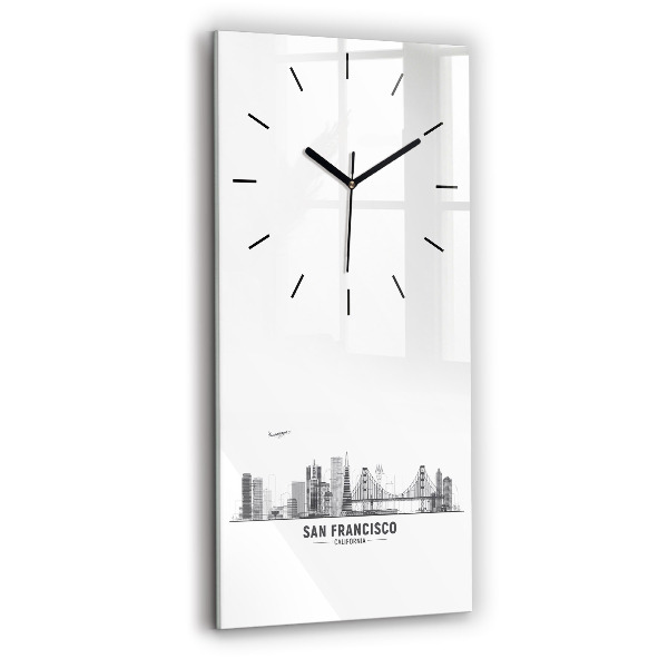 Vertical wall clock San Francisco Skyline