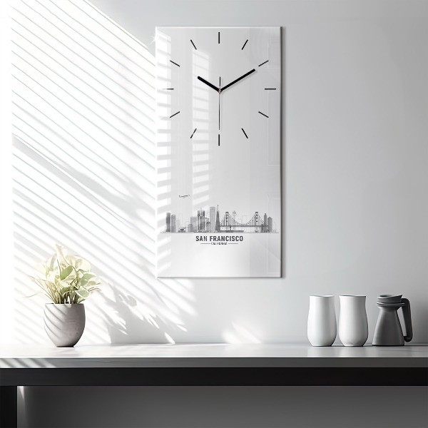Vertical wall clock San Francisco Skyline
