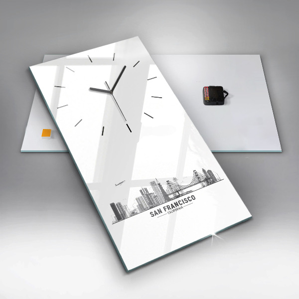 Vertical wall clock San Francisco Skyline