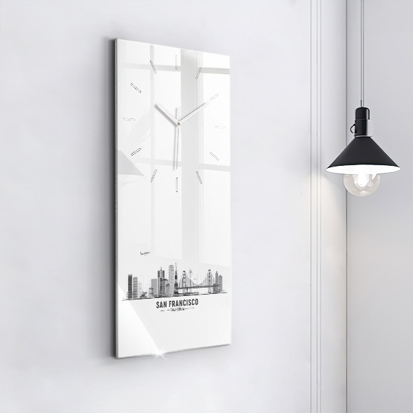 Vertical wall clock San Francisco Skyline