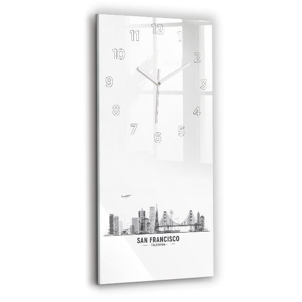 Vertical wall clock San Francisco Skyline