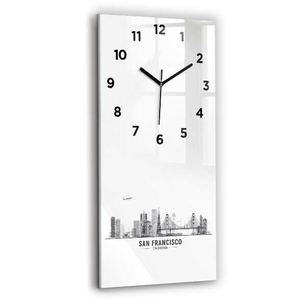 Vertical wall clock San Francisco Skyline
