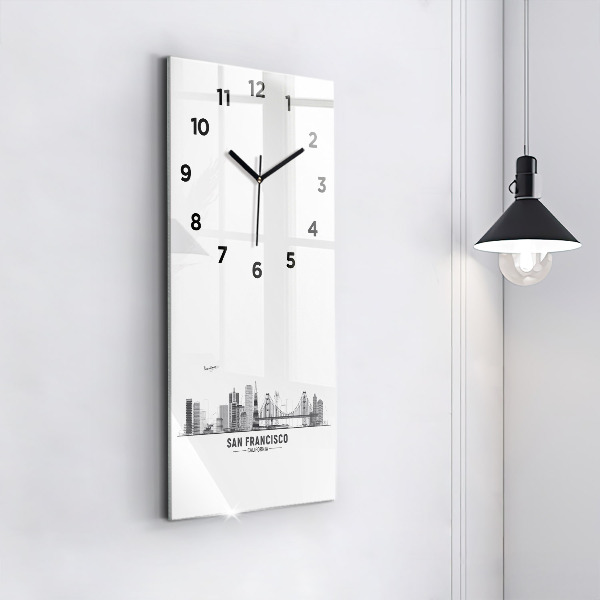 Vertical wall clock San Francisco Skyline