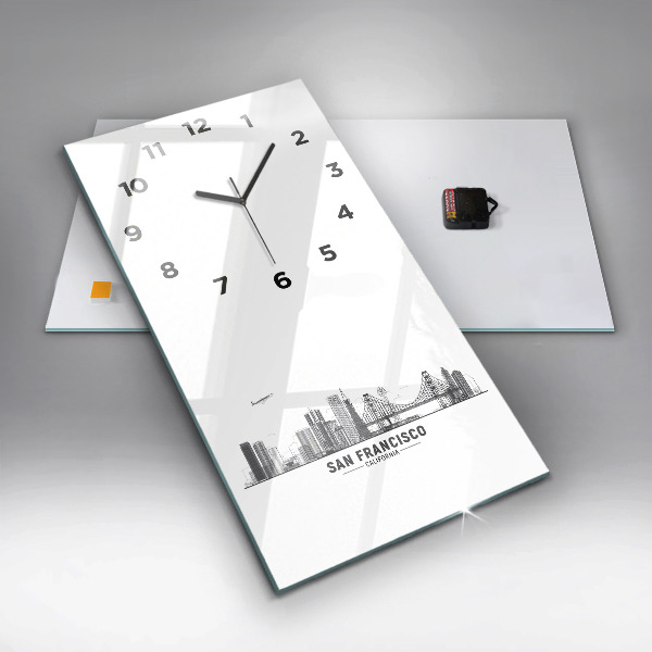 Vertical wall clock San Francisco Skyline