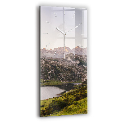 Vertical wall clock Lake and Pyrenees Mountains