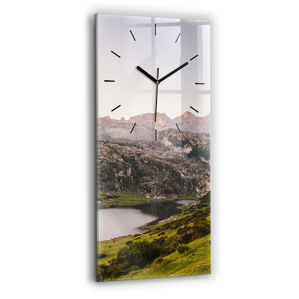 Vertical wall clock Lake and Pyrenees Mountains