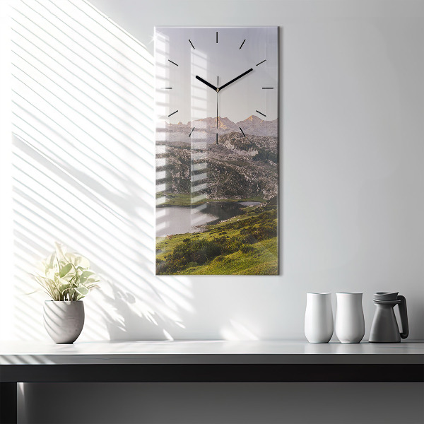 Vertical wall clock Lake and Pyrenees Mountains