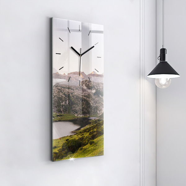 Vertical wall clock Lake and Pyrenees Mountains