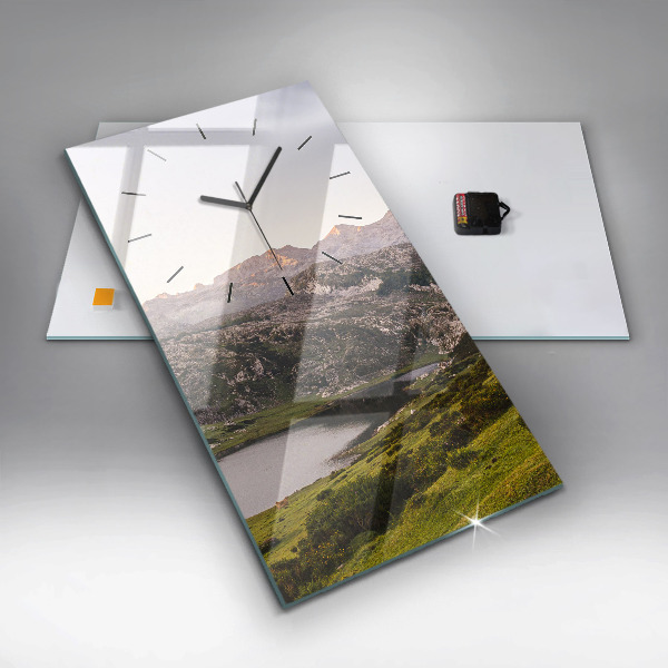 Vertical wall clock Lake and Pyrenees Mountains