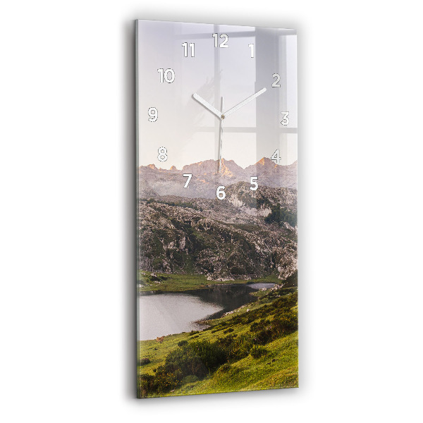 Vertical wall clock Lake and Pyrenees Mountains