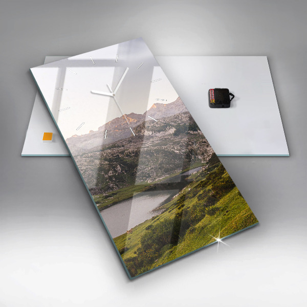 Vertical wall clock Lake and Pyrenees Mountains