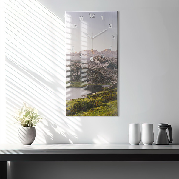 Vertical wall clock Lake and Pyrenees Mountains