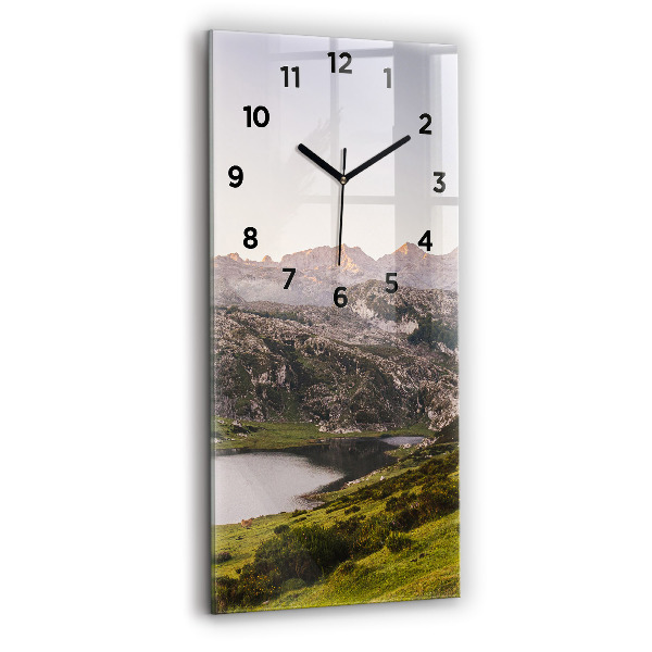 Vertical wall clock Lake and Pyrenees Mountains