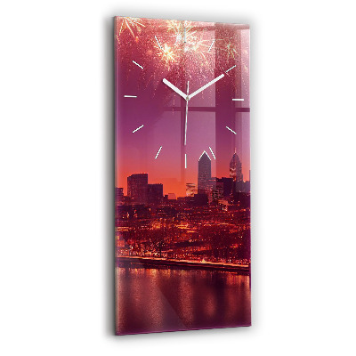 Vertical wall clock Philadelphia City at Night