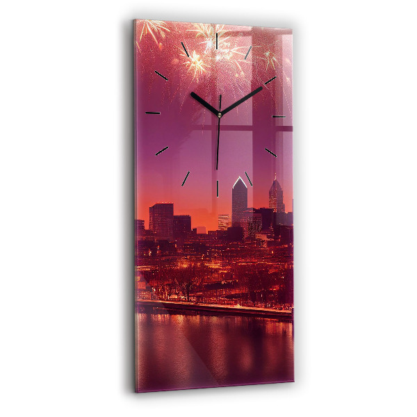 Vertical wall clock Philadelphia City at Night