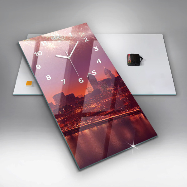 Vertical wall clock Philadelphia City at Night