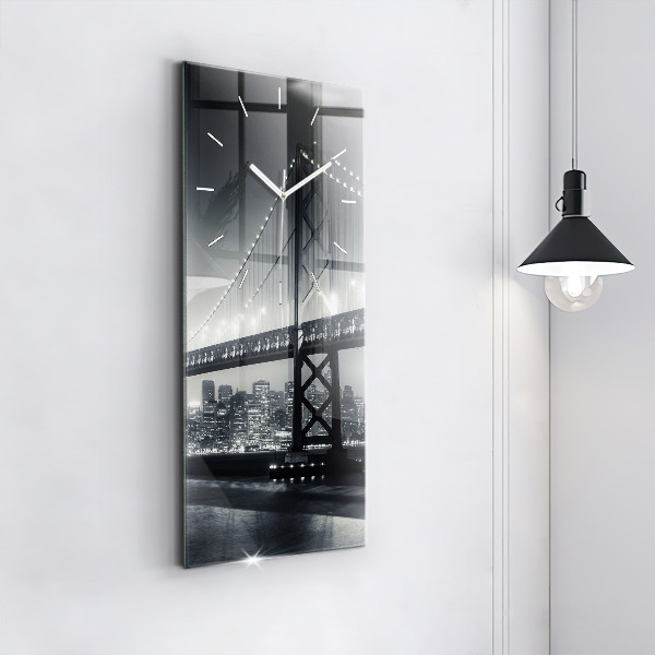 Vertical wall clock San Francisco Bridge at Night