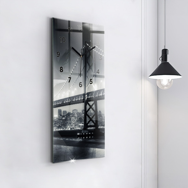 Vertical wall clock San Francisco Bridge at Night