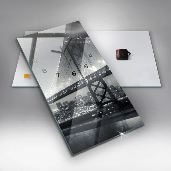 Vertical wall clock San Francisco Bridge at Night