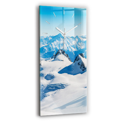 Vertical wall clock Skier in the Alps