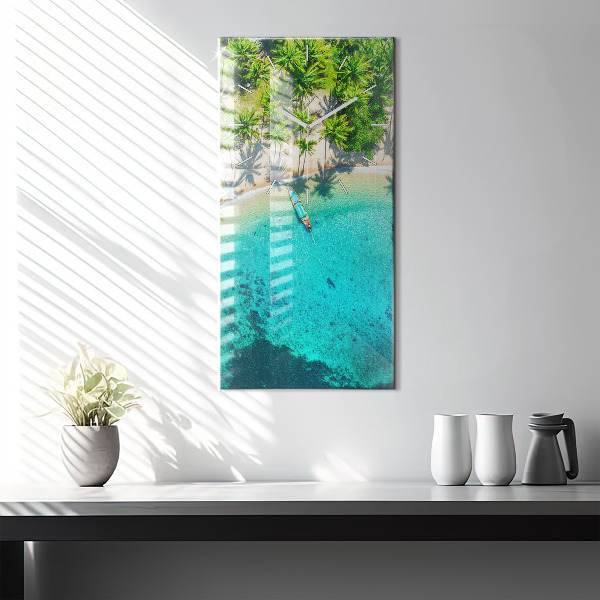 Vertical wall clock Tropical beach Koh Tao