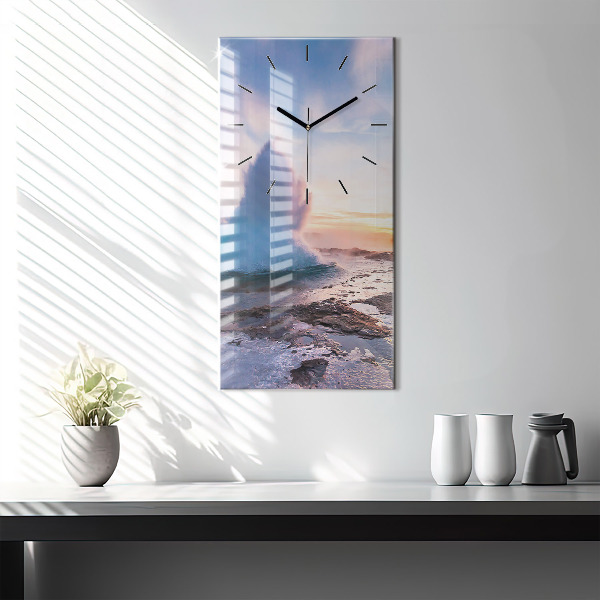 Vertical wall clock Geyser on the island of Iceland