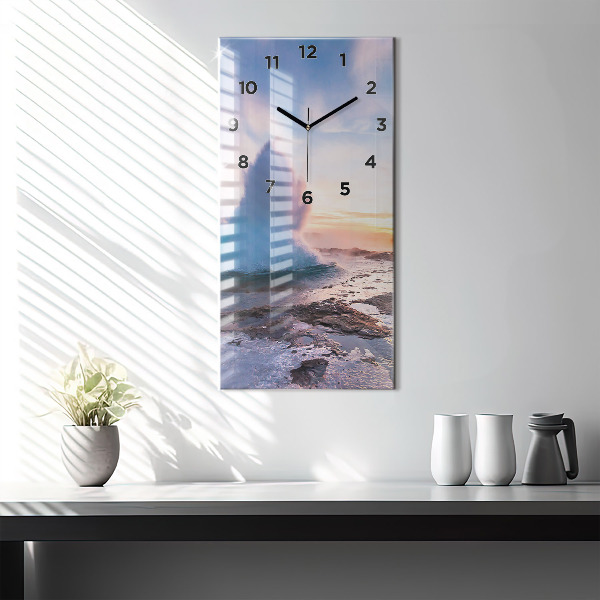 Vertical wall clock Geyser on the island of Iceland
