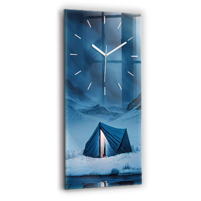 Vertical wall clock Tent in the mountains of Iceland