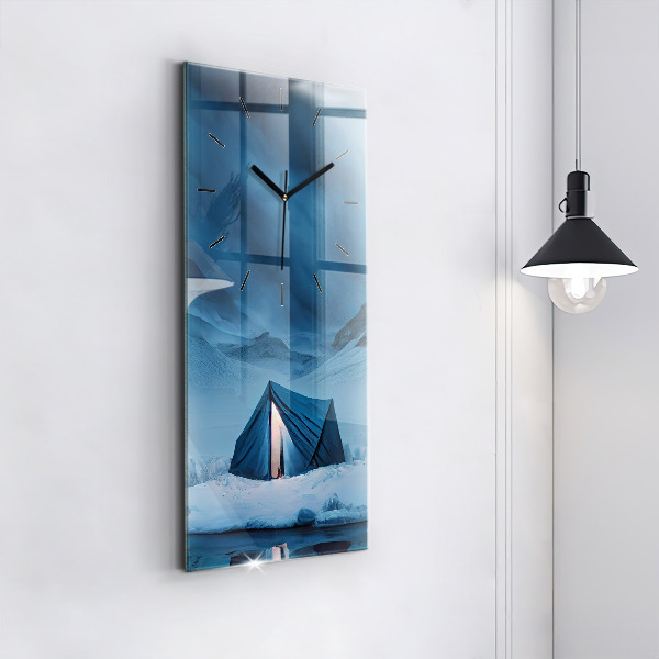 Vertical wall clock Tent in the mountains of Iceland