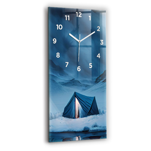 Vertical wall clock Tent in the mountains of Iceland