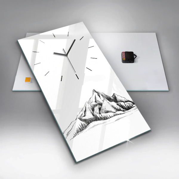 Vertical wall clock Drawn mountains