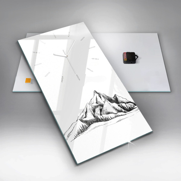 Vertical wall clock Drawn mountains
