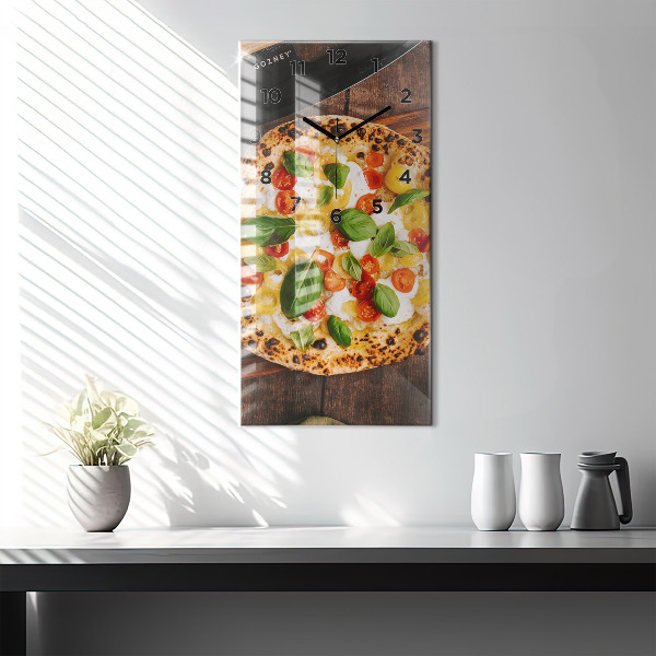 Vertical wall clock Italian pizza